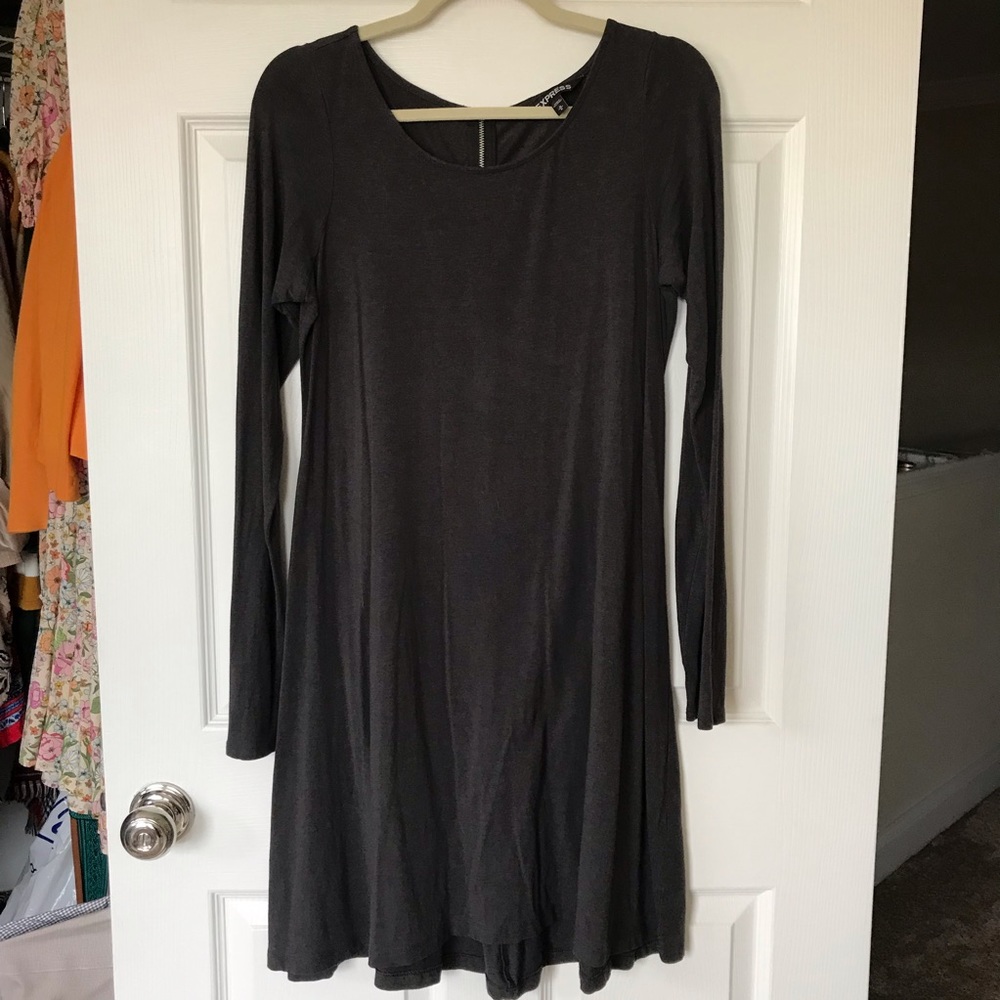 Express Solid Gray Dress